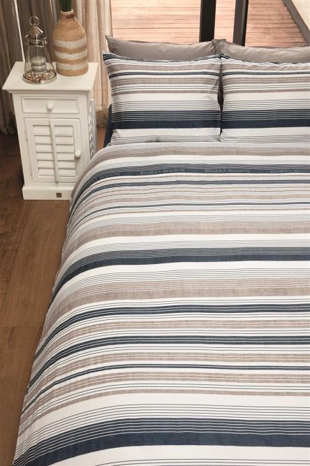 Riviera Maison Dekbedovertrek Sturdy Stripe - Marineblauw Dekbedovertrek kopen